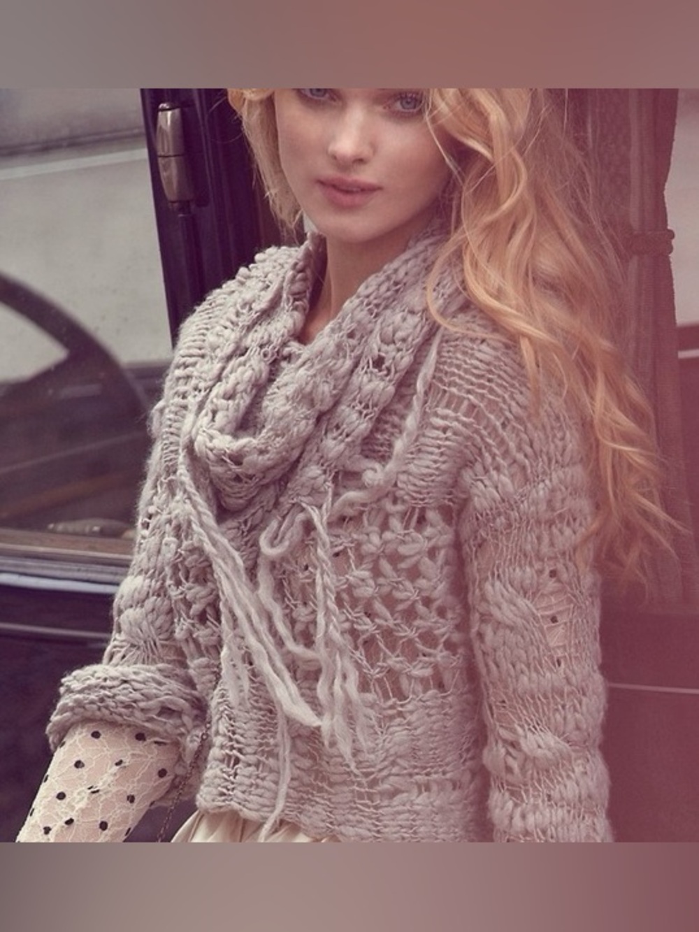 Free People Chunky Knit Cowl Neck Sweater Size S